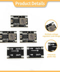 5 Pack DC To DC Buck Converter Module With 6V To 30V Input And 5V Output Mini Step Down Regulator Board front and back view
