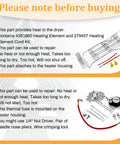 Dryer Heating Element Kit With 279816 Thermostat And Wire Pack For Older Electric Dryers and Cooktops Replacement, components shown