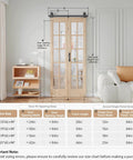 Double 18x84 Inch Bifold French Glass Door Kit With 3.3 Ft Hardware Track Preassembled installed in a modern room.