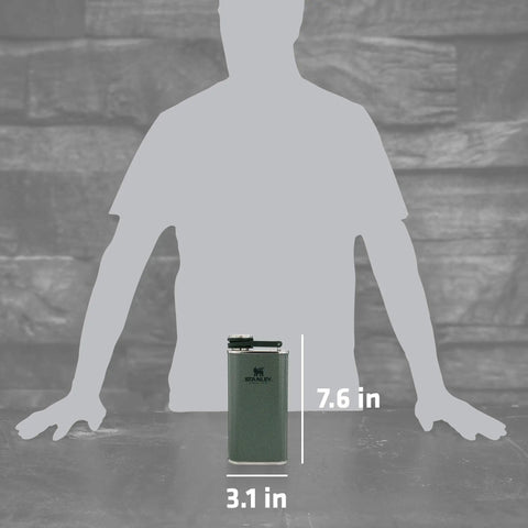 8 Ounce Wide Mouth Stainless Steel Flask With Leakproof Hinge Cap Insulated And BPA Free Rust Proof Hammertone Green Container