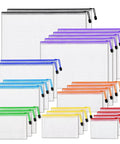 26 Pack Mesh Zipper Pouch Bags With 8 Sizes And Colors Clear Waterproof Zippered Storage Pouches for organizing office supplies