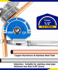 Heavy Duty 1/2 Inch Manual Tubing Bender With Smooth Roll Action Perfect For Bending Copper And Steel Pipes Up To 180 Degrees showing precision gauge for 12mm tubing.