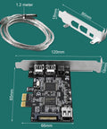 High Speed Firewire 400 PCIe Expansion Card With Four 1394A Ports, 3x 6Pin And 1x 4Pin, Includes Cables And Low Profile Bracket, Works With Windows And Mac OS, TI TSB43AB23 Chipset For Smooth Video Transfer, shown with cable and bracket