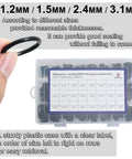 Hand holding O-ring with labeled case of 740 Piece Universal O Rings Set In 24 Sizes with 4 Tools for faucet plumbing repair.