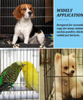 Pets including a dog, birds, and a cat in cages, highlighting the 900 Piece Wire Cage Clips Kit With 1 Snap Plier For Chicken Coops And Pet Cages Hog Ring Pliers Set.