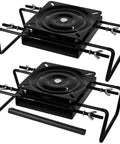 Clamp On Boat Seat Pedestal Mount With 360 Degree Swivel For Jon Boats Kayaks And Fishing Boats With Benches And Bass Skiffs Adjustable From Seven And A Half Inches To Eighteen Inches Powder Coated Galvanized Steel showing pair of black, adjustable mounts with 360-degree swivel steel design.