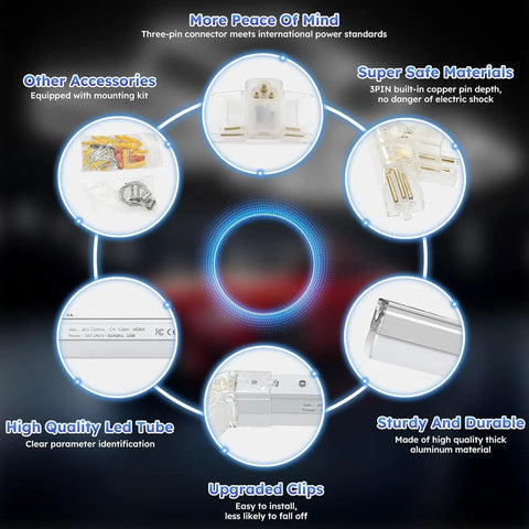 Features and components of Hexagon LED Garage Light With Diamond Grid 710W 78100LM Mega Bright Ceiling Fixture.