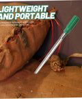 Stainless Steel Grain Sampler Tool With Handy Handle Compact Probe for efficient corn, rice, and wheat sampling, on burlap sacks background.
