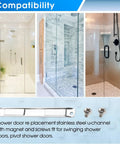 Premium Stainless Steel U Channel Magnetic Strip for Swing Glass Shower Doors with Latch, Magnet, and Screws Included