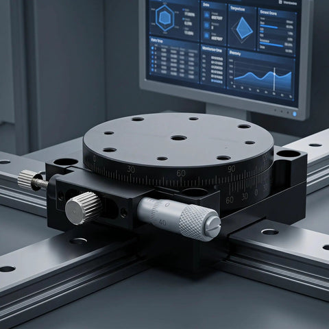 60Mm Manual Precision Rotation Stage Aluminum Platform R Shaft with smooth adjustments for optical alignment in labs.