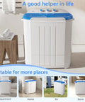 No Sweat Portable Twin Tub Washing Machine, Compact Laundry Washer And Spinner Combo For Apartments And Dorms displayed in a home setting.