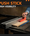 Person using a Tandem Featherboard And Push Sticks Set For Table Saws Routers Band Saws And Jointers 5 Piece Pro Grade Woodworking Safety Kit