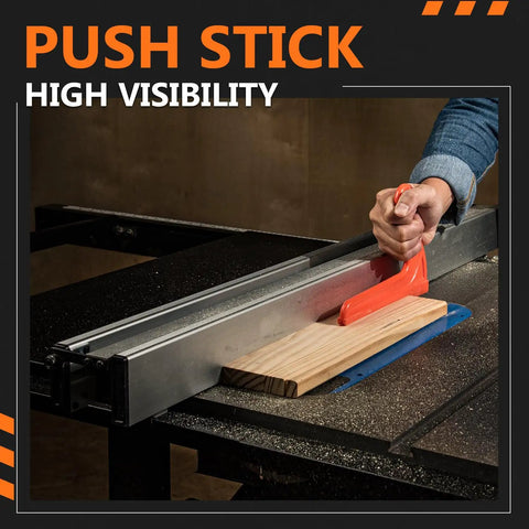 Person using a Tandem Featherboard And Push Sticks Set For Table Saws Routers Band Saws And Jointers 5 Piece Pro Grade Woodworking Safety Kit