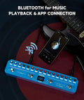 Intelligent Multi Effects Guitar Pedal With 52 Amp Models 16 Cab Simulations 7 Effect Modules And 9 IR Slots shown with Bluetooth app.