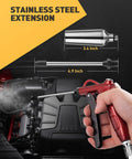 High Volume Air Blow Gun With Powerful Flow Nozzle, retro red air blower gun with 4.9 inch stainless steel extension in use