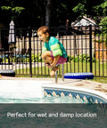 Killer Slim GFCI Weather And Tamper Resistant Outlet 20 Amp, shown in a poolside setting, perfect for wet and damp locations.