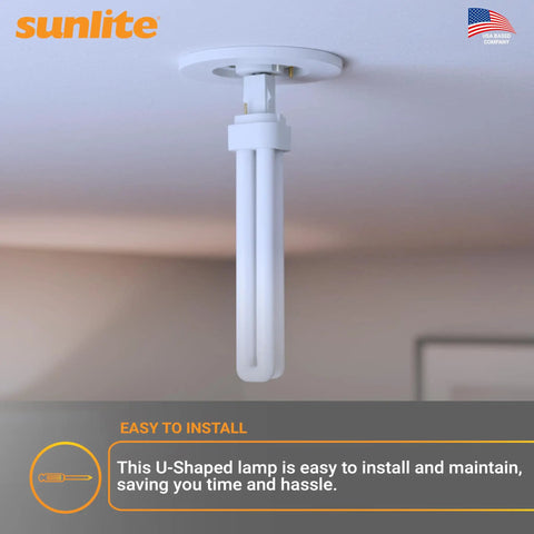 Crisp Daylight 6500K 26W 1560 Lumens Double Quad CFL Tube Bulb installed in ceiling fixture for offices and commercial spaces