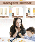 Mother and child using Hands On Counting Peg Board Montessori Toy For Kids Aged 3 4 5 6 Wooden Math Manipulatives for learning.