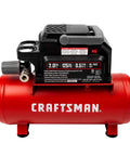 2 Gallon Portable Air Compressor With Knockout Oil Free Motor delivering a steady 125 PSI on a bright red tank, ideal for projects.