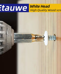 Heavy Duty White Truss Head Wood Screws 120 Piece Pack With Phillips Drive and Included Screwdriver Tool during installation.