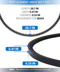 Beefed Up Drive Belt For Rear Tine Tillers 12 X 728 Type 4L Tooth Replacement dimensions diagram showing 0.47 in width