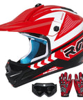 Youth Dirt Bike Helmet DOT Certified Full Face Motorcycle Helmet Lightweight For Off Road ATV And Street Riding Includes Adjustable Goggles And Protective Gloves For Safe Comfortable Rides