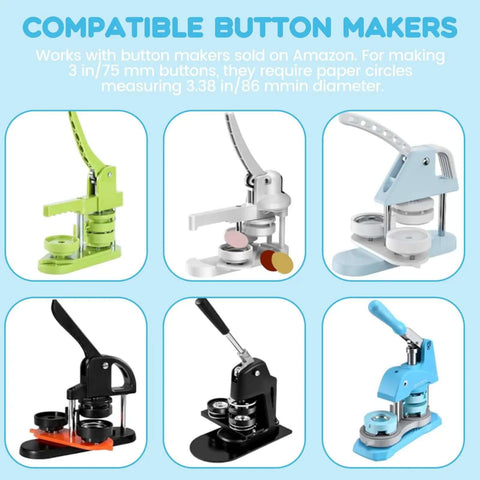 Various types of button makers compatible with 3 Inch Circle Punch For Button Making, Precision 86mm Circle Cutter.