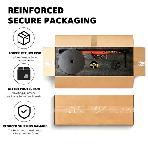 Packaging of Heavy Duty 1.5 Ton Underhoist Support Stand With Patent Twist Lock Handle For Auto Repair with protective foam.