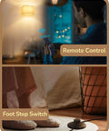 Gold Arched Floor Lamp With Remote And Dimmable Bulb Included Tall Mid Century Modern Reading Lamp showing remote and foot switch