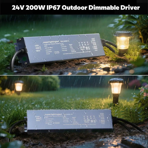 24V 200W UL Listed Dimmable Power Supply With 0 To 10V And Triac Dimming Waterproof IP67 Outdoor LED Driver for IP68 lights