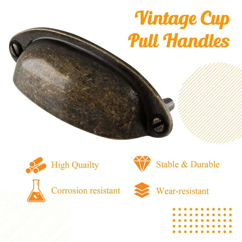 Killer Vintage Shell Cabinet Pulls Featuring A Slick Yellow Bronze Plated Finish And Rugged Zinc Alloy Construction For Smooth Kitchen Cup Drawer Upgrade Plus Complete Premium Mounting Hardware Sets, showcasing vintage cup pull handle design.