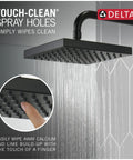 Chrome 8 Inch Square Rain Shower Head With Soft Rain Spray, Touch-Clean Spray Holes, Overhead with water stream