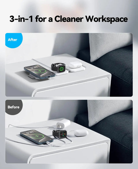 3 In 1 Magnetic Fast Wireless Charger Dock For iPhone 17 16 15 14 13 12 Pro Max Plus, Watch Series And AirPods Pro 4/3/2