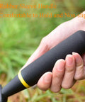 Close-up of hand holding Heavy Duty Garden Spade Hand Shovel For Digging And Planting, ergonomic rubber handle visible.