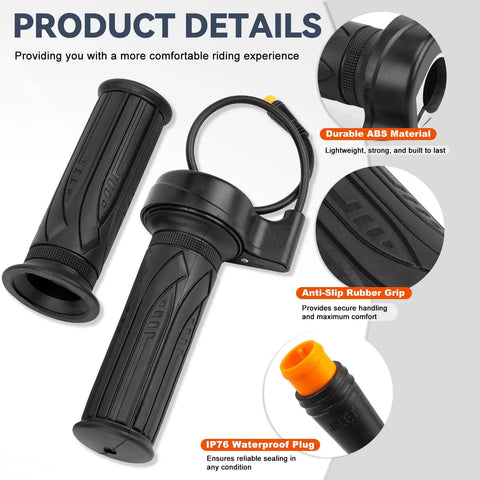 Full Twist Throttle Grip For E Bike And Scooter 12V To 72V 3 Pin Waterproof Connector Fits 22mm Handlebars Ideal For Lectric XP4 MacFox X1 And More Versatile