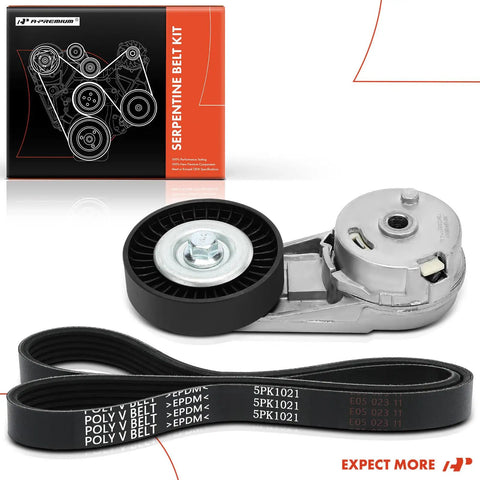 Serpentine Belt Drive Kit With Tensioner For Chevy Pontiac Saturn Cars 2005 2012 Malibu Classic G6 Solstice Aura Sky visible with box
