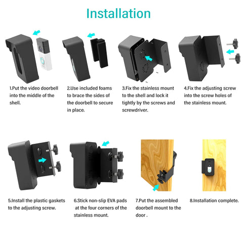 Anti-Theft Doorbell Mount For Blink And Other Security Cameras No Drill Easy Install Keeps Sensor Safe - Installation Steps