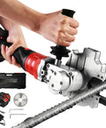 Heavy Duty Cordless Rebar Cutter 1380W With 2 Batteries, 180 Degree Rotating Head For Steel Metal Rods in use cutting rebar.