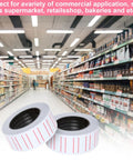 Go-To White Price Gun Labels 60 Rolls For MX5500 30000 Pieces in retail store with shelves of products