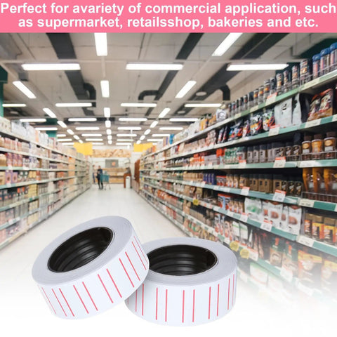 Go-To White Price Gun Labels 60 Rolls For MX5500 30000 Pieces in retail store with shelves of products