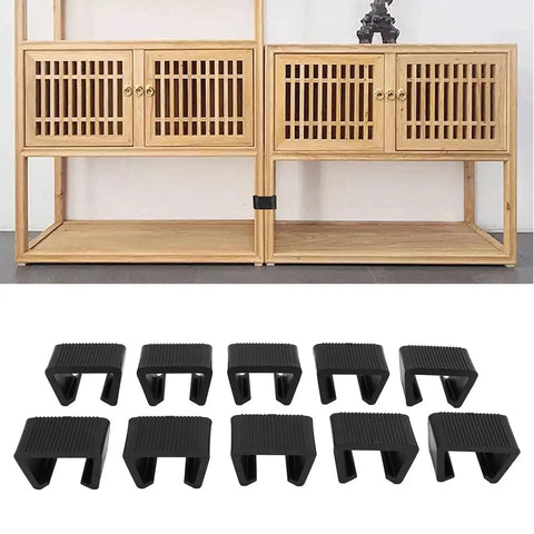 Outdoor Furniture Clips Set ABS Sofa Fastener Clamps For Garden Sectional Couches And Chairs Easy Tool Free Install Prevents Movement Durable Weather Resistant Connection For Stable All Day Use shown with shelving unit