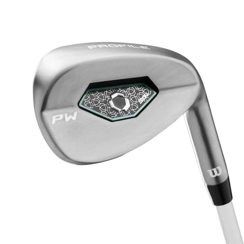 Women's Complete Golf Set With Lightweight Graphite Shafts Right Hand Regular Size Cart Included Soft All Weather Grips High Lofted Driver For Distance Big Sweet Spot Swing Speed Tuned Perimeter Weighted 431 Stainless Irons Putter, close-up of iron head design