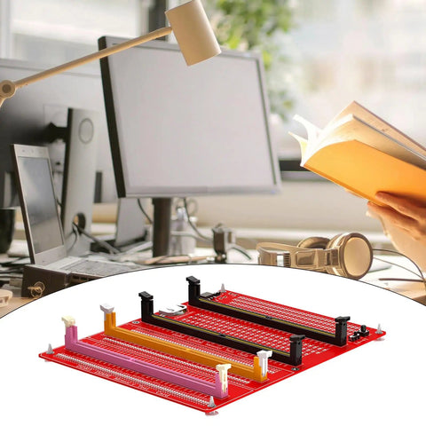 4 In 1 DDR3 DDR4 DDR5 UDIMM RDIMM Memory Diagnostic Tester Card on office desk