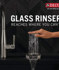 Glass Rinser for Kitchen Sinks That Delivers Quick Rinses With Powerful Water Jets For No Sweat Cleanup in use rinsing glass