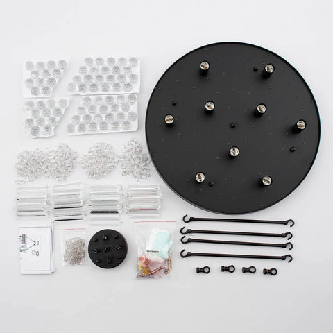 Assembly components of Black 9 Light Crystal Chandelier Modern Semi Flush Ceiling Light Fixture for various spaces