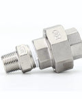 Two Pack 304 Stainless Steel Union Fittings Three Quarter Inch NPT Female Cast Pipe Connector, side view