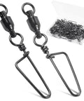Ball Bearing Swivel With Coastlock Snaps Stainless Steel Fishing Tackle For Quick Change Lures And Leaders Smooth Rotation For Trolling Spinning Bottom Fishing And Rig Setups, black