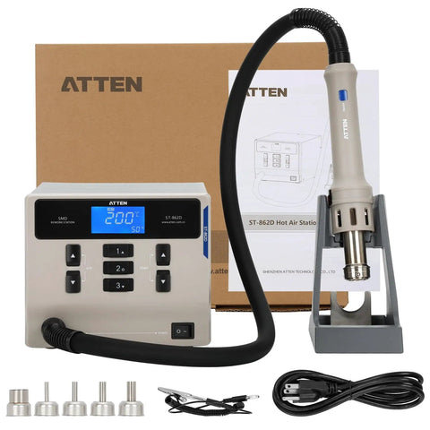 1000W Lead Free Hot Air Soldering Station with digital display, auto sleep, pro grade 120 L per min airflow, and temperature control.