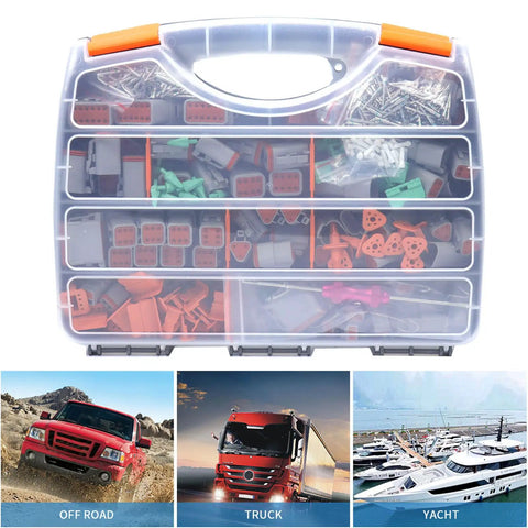 DT Connector Kit 706 Pcs for DT Series 2 3 4 6 8 12 Pin Connectors with solid contacts in plastic organizer box