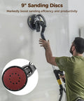 9 inch sanding disc for drywall sander, showing quick stick design and dust holes for efficient sanding tasks.